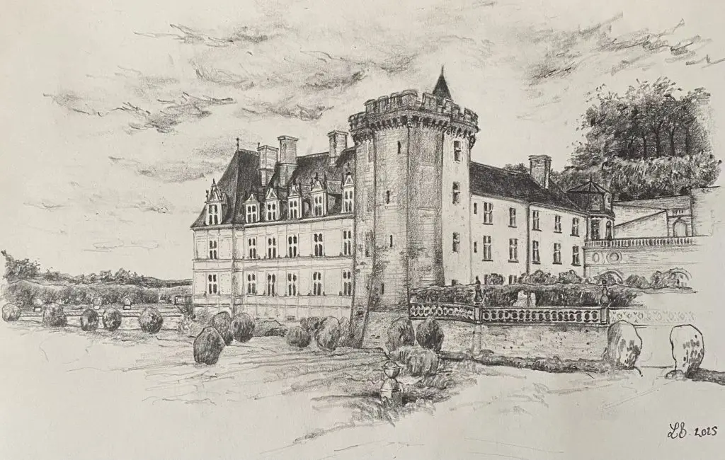 Illustration château patrimoine bâti dessin à la main portfolio