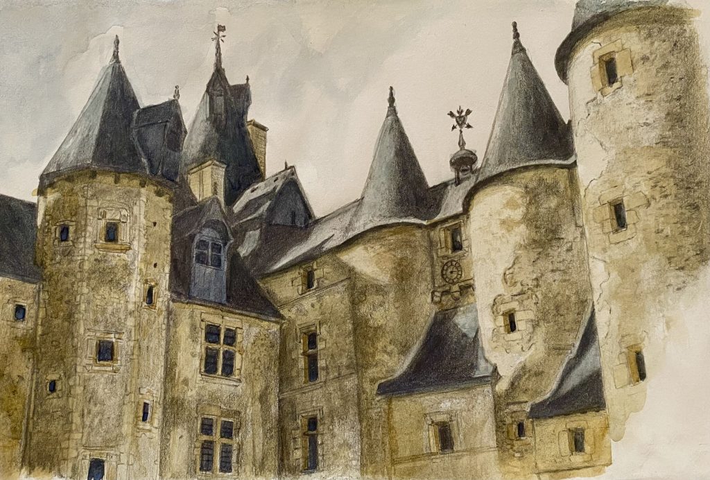 aquarelle dessin château portfolio patrimoine illustration